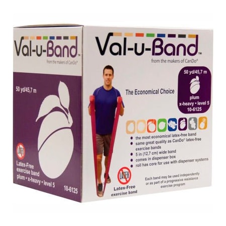 Fabrication Enterprises Val-u-Band Latex Free Exercise Band, Plum - Level 5, 50 Yard Roll/Box 1543425